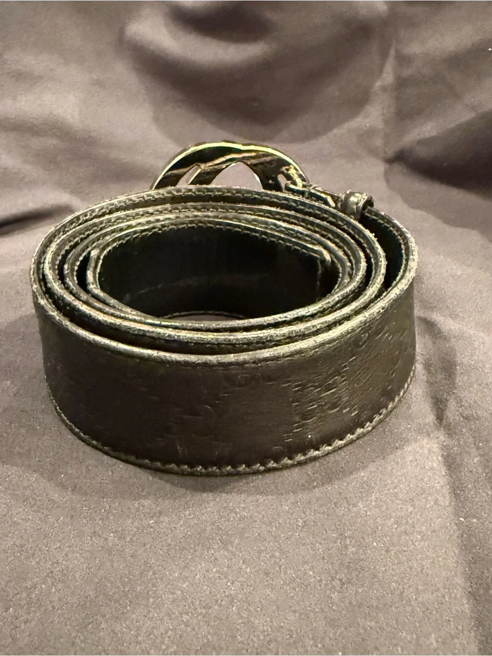 Gucci Black Leather Men's Belt with Silver Double G Buckle